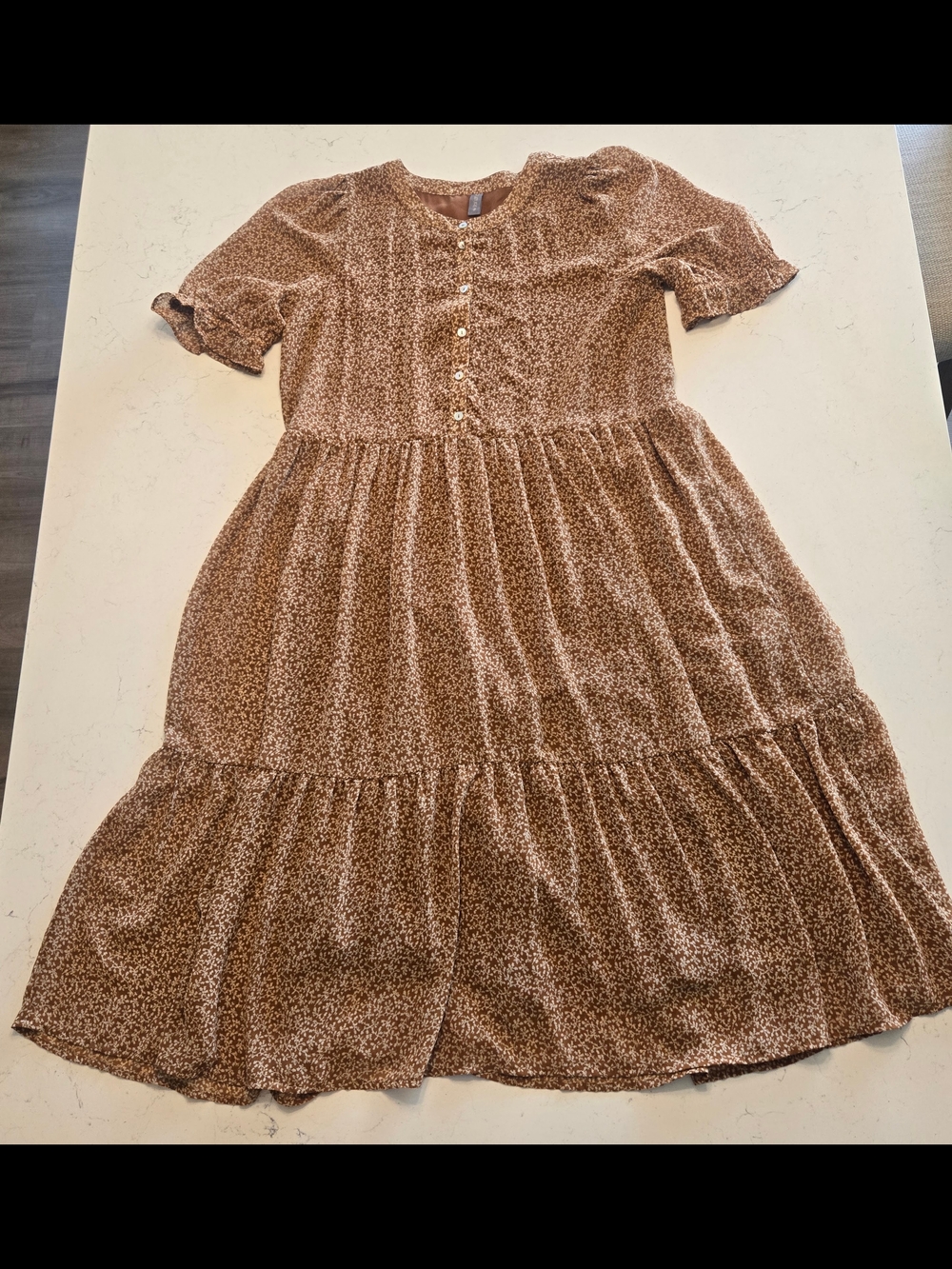Culture Denmark CUavin Floral Tiered Midi Dress Brown White Size XS